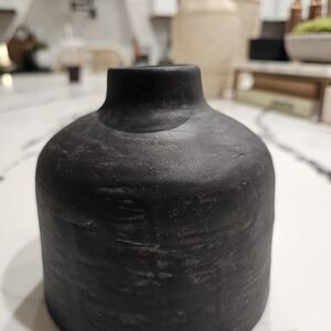 Hesrt And Hand Matte Black Ceramic Vase
